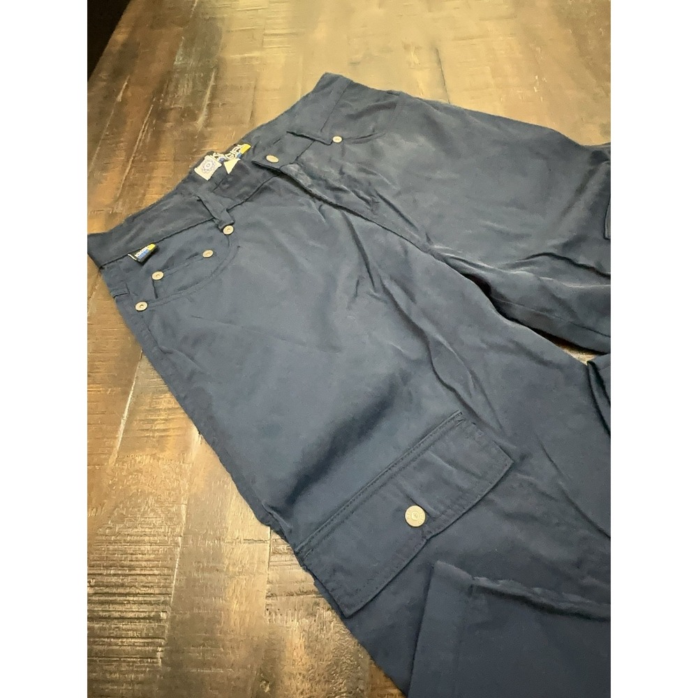 KIKGIRL Cargo Pants Juniors 11 Blue Nylon Straight Leg Made USA Y2K Vintage